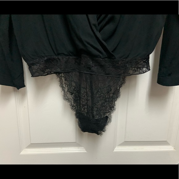 Free people Black Sexy draped lace bottom Bodysuit - Picture 5 of 11